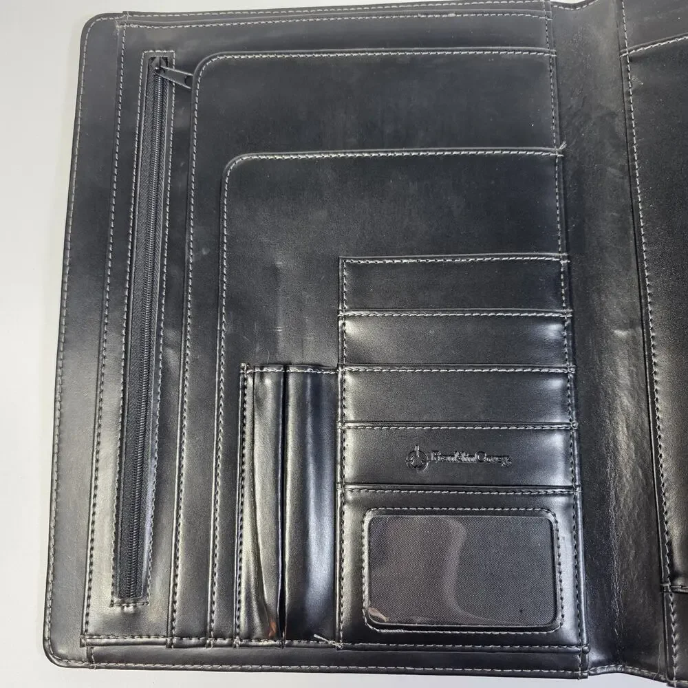 Franklin Covey Black Faux Croc Leather Binder Portfolio Organizer Padfolio